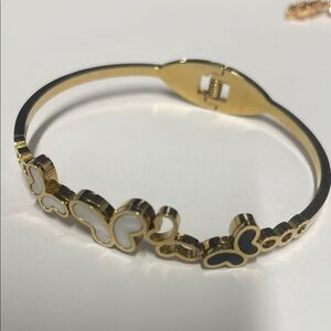 Elegant Gold and White Butterfly Bracelet